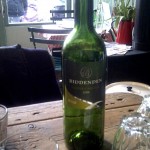 An empty bottle is all that remains of a wonderful lunch!